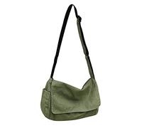 YILCER Bolsa cruzada de lona para mujeres y hombres, bolsa de hombro grande de lona para la escuela, viajes, casual, diario, 38 cm x 24 cm x 16 cm, Verde militar