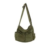 YILCER Bolsa cruzada de lona para mujeres y niñas, bolsa de hombro de lona estética, bolsa de mensajero para escuela, viajes, casual, diario (verde militar-3), Verde militar-3