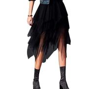 YILEEGOO Falda de tul de cintura alta con capas de malla de ballet de baile de fin de curso de fiesta de tul tutú de una línea de falda midi, Negro, Talla única