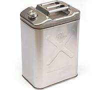 YILEFU Bidon de Gasolina 40L, Acero Plateado, Gasolina y Diésel, Tanque Portátil con 3 Manijas y Tubería Incorporada