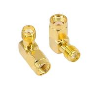 YILIANDUO Adaptador RF Conector coaxial RP-SMA Macho a SMA Hembra Ángulo Recto de 90 Grados Chapado en Oro para 2G 3G 4G LTE Conector de Antena Gafas Protectoras Hsdpa Huawei UMTS Paquete de 2