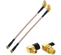 YILIANDUO Cable coaxial de SMA a MMCX RG316 12cm Cable de extensión de ángulo Recto SMA Hembra a ángulo Recto Macho MMCX de Codo MMCX a Cable coaxial Extensor de Antena SMA Paquete de 2