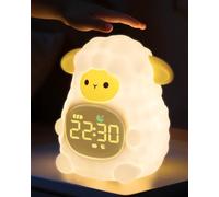 Yiliaw Reloj despertador de oveja para niños con luz nocturna, reloj de entrenamiento para dormir, reloj de hora para despertar, luz de silicona recargable para dormitorio, compañero de sueño perfecto