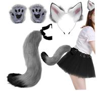 Yililay 3pcs orejas de y patas therian Therian Fur Furfy Funfy Funny Forsing For Adult Women Men Juego de roles de color gris oscuro
