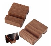YiliYa 2PCS Soporte Móvil Universal de Madera, Portátil Soporte para Teléfono y Tableta con 2 Ranuras para Uso en Casa u Oficina (8x6x2cm)