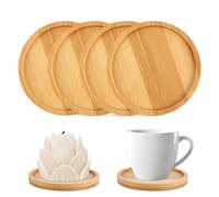 YiliYa 4 Piezas Platos de Madera para Velas, Portavelas de Velas(10cm) | Natural Posavasos de Madera, Bandeja Redonda de Madera para Velas, Soporte Redondo para Velas, Bandeja Decorativa para Velas