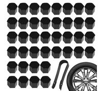 YiliYa 40 Pcs 19mm Universal Tapa de Tuerca de Rueda,Tapas para Tornillos de Rueda Cubierta de Tuerca de Neumático con Herramientas de Extractor(Negro)