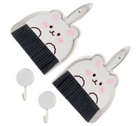 YiliYa Juego de Mini Recogedor y Cepillo,2 Pcs Mini Cacerola para el Polvo con Escobas Juego Escoba Mini Recogedor Portátil para Mesa Sofá Coche Blanco