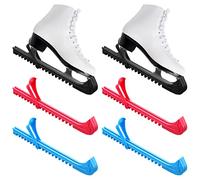 Yilloog 6 piezas de 3 pares de protectores de hockey, protectores de hoja de patinaje de hielo con hebilla ajustable para niños y adultos, patines artísticos, negro, azul, rosa