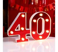 Yilnlg Letrero de números con luz LED, decoración de 40 aniversario de boda, luces de números de marquesina 40, letrero de número iluminado, luces LED de números para decoraciones de 40 cumpleaños