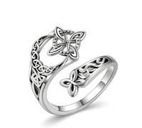 YILUOCD Anillo de nudo de bruja vintage para mujer, nudo celta bohemio, anillos de simbolismo atemporal, ajustable, apilable, joyería de regalo