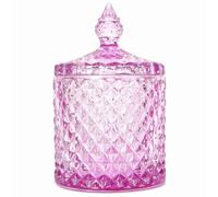 YILUSHENGHUA Tarro de cristal colorido con tapa, plato de dulces de Pascua para el día de San Valentín, tarros de galletas de caramelo, caja de joyería, tarro decorativo (rosa)