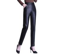 YILWPV 1 pantalón de otoño for Mujer, Cintura Alta, Recto, Ajustado, Cuero, Informal, hasta el Tobillo(Black,5XL)