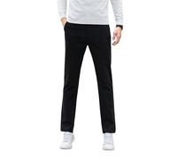 YILWPV Cotton Streetwear Casual Slim Fit Long Pants Straight Pencil Trousers Men's Clothing Para Hombre(Black,Size 34)