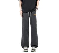 YILWPV Ice Silk Breathable Man Pants Extra-long TrouserElastic Waist Straight-leg Oversize Casual Para Hombre(Grey,M)