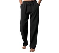 YILWPV Men Trousers Mens Cotton Hemp Breathable Comfortable Casual Home Straight Pants Linen Men's Para Hombre(Color 3,XL)