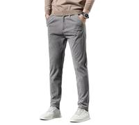 YILWPV Men's Corduroy Thicken Pants Narrow Leg Casual Thermal Plush Trousers Autumn Winter Male Para Hombre(Light gray,SIZE 30_TYPE A)