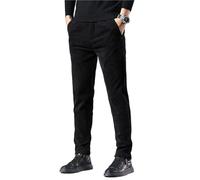 YILWPV Men's Corduroy Thicken Pants Narrow Leg Casual Thermal Plush Trousers Autumn Winter Male Para Hombre(Black,SIZE 34_TYPE A)
