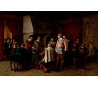 YIMACBJXX Famoso Cuadro Arte Pared Pintura Decorativa La disputa e la sfida del gioco d'azzardo di Benjamin Eugene Fichel para la Decoración de la Sala de Estar 60x90cm