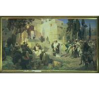 YIMACBJXX Famoso Cuadro en Lienzo Artistica Imagen Lienzo Cristo e la donna adultera di Vasilij Dmitrievich Polenov para Decoración de Paredes 60x90cm