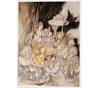 YIMACBJXX Famoso Cuadro en Lienzo Artistica Imagen Lienzo Entra in diverse forme strane che portano in un banchetto di Arthur Rackham para Decoración de Paredes 60x90cm