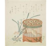 YIMACBJXX Famoso Cuadro en Lienzo Artistica Imagen Lienzo Gabbia per uccelli e fiori di Ryuryukyo Shinsai para Decoración de Paredes 60x90cm