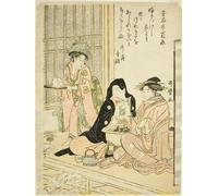 YIMACBJXX Famoso Cuadro en Lienzo Artistica Imagen Lienzo il poeta Sojo Henjo che fa scivolare una lettera nella manica di una donna di Kitagawa Utamaro para Decoración de Paredes 60x90cm
