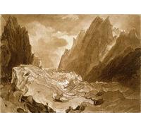 YIMACBJXX Famoso Cuadro en Lienzo Artistica Imagen Lienzo Mer De Glace Valle di Chamouni Savoia Dal 'libro degli studi' inciso dall'artista da Mallord William Turner para Decoración de Paredes 60x90cm