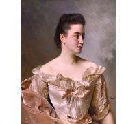 YIMACBJXX Famoso Cuadro en Lienzo Artistica Imagen Lienzo Ritratto di dama in rosa di Gustave Jean Jacquet para Decoración de Paredes 60x90cm