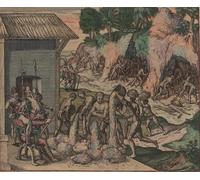 YIMACBJXX Famoso Impresiones de Lienzo Pintura Poster Gli schiavi versano il minerale davanti soldati europei di Theodore De Bry para la Decoración del Hogar de la Oficina 60x90cm