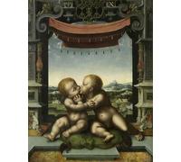 YIMACBJXX Famoso Impresiones de Lienzo Pintura Poster i bambini Cristo e San Govannis Battista che si abbracciano di Joos Van Cleve para la Decoración del Hogar de la Oficina 60x90cm