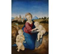 YIMACBJXX Famoso Impresiones de Lienzo Pintura Poster la Dama col Bambino e il Bambino Battista la Dama Esterházy di Raffaello Sanzio Raffaello para la Decoración del Hogar de la Oficina 60x90cm