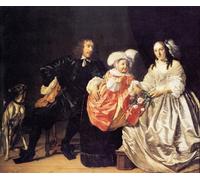 YIMACBJXX Famoso Impresiones de Lienzo Pintura Poster Pieter Van De Venne e Famiglia Bartholomeus Van Der Helst para la Decoración del Hogar de la Oficina 60x90cm