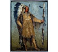 YIMACBJXX Famoso Impresiones de Lienzo Pintura Poster Ritratto a figura intera di un bandleader indie in costume da festa di George Catlin para la Decoración del Hogar de la Oficina 60x90cm