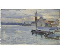 YIMACBJXX Famoso Impresiones de Lienzo Pintura Poster Veduta della Basilica di San Marco di Adolf Hiremy hirschl para la Decoración del Hogar de la Oficina 60x90cm