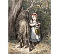 YIMACBJXX Famoso Lienzo Imagen Art Painting Art Cuadro Attraversando il bosco Cappuccetto Rosso incontra il lupo Incisione di Gustave Dore para Decoraciones del Hogar 60x90cm