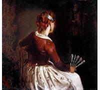 YIMACBJXX Famoso Lienzo Imagen Art Painting Art Cuadro La donna ha il ventaglio Ritratto di donna seduta di Filippo Palizzi para Decoraciones del Hogar 60x90cm
