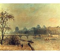 YIMACBJXX Famoso Lienzo Imagen Art Painting Art Cuadro La Seine e il Louvre Parigi di Camille Jacob Pissarro para Decoraciones del Hogar 60x90cm