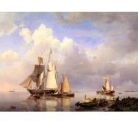 YIMACBJXX Famoso Lienzo Imagen Art Painting Art Cuadro Pescatore che tira su la barca a remi di Hermanus Koekkoek Snr para Decoraciones del Hogar 60x90cm