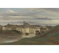 YIMACBJXX Famoso Lienzo Imagen Art Painting Art Cuadro sulle rive del Tevere di Jean Baptiste Camille Corot para Decoraciones del Hogar 60x90cm