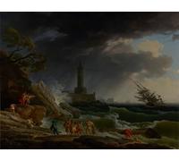 YIMACBJXX Famoso Lienzo Imagen Art Painting Art Cuadro Tempesta sul Mediterraneo di Claude Vernet para Decoraciones del Hogar 60x90cm