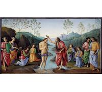 YIMACBJXX Famoso Lienzos Fotos Póster de Lienzo il Battesimo di Cristo Dipinto di Pietro Perugino para la Decoración del Hogar del Dormitorio 60x90cm