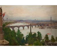 YIMACBJXX Famoso Lienzos Fotos Póster de Lienzo lo spettacolo sul fiume visto dalla casa di Sir Barries di John Lavery para la Decoración del Hogar del Dormitorio 60x90cm