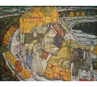 YIMACBJXX Famoso Lienzos Fotos Póster de Lienzo Mezzaluna delle Case Ii Inselstadt di Egon Schiele para la Decoración del Hogar del Dormitorio 60x90cm