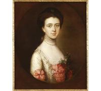 YIMACBJXX Lienzo Imagen Art Painting Art Cuadro Ritratto di una signora in abito rosa e bianco rifinito con pizzo e collana di perle di Gainsborough para Decoraciones del Hogar 60x90cm