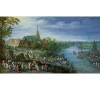 YIMACBJXX Pinturas Famosas Cuadro Arte Pared Pintura Decorativa la Fiera Parrocchiale Annuale di Schelle di Jan il Vecchio Brueghel para la Decoración de la Sala de Estar 60x90cm