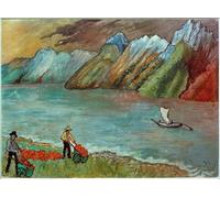 YIMACBJXX Pinturas Famosas Cuadro Arte Pared Pintura Decorativa Paesaggio marino di Marianne Von Werefkin para la Decoración de la Sala de Estar 60x90cm