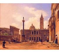 YIMACBJXX Pinturas Famosas Cuadro Arte Pared Pintura Decorativa Piazza Di Maria Maggiore a Roma di Rudolf Von Alt para la Decoración de la Sala de Estar 60x90cm