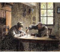 YIMACBJXX Pinturas Famosas Cuadro Arte Pared Pintura Decorativa Uomo e donna che bevono acquavite di Leon Augustin Lhermitte para la Decoración de la Sala de Estar 60x90cm