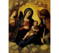 YIMACBJXX Pinturas Famosas Cuadro en Lienzo Artistica Imagen Lienzo Dama col Bambino e due angeli musicanti di Antonio Da Correggio para Decoración de Paredes 60x90cm